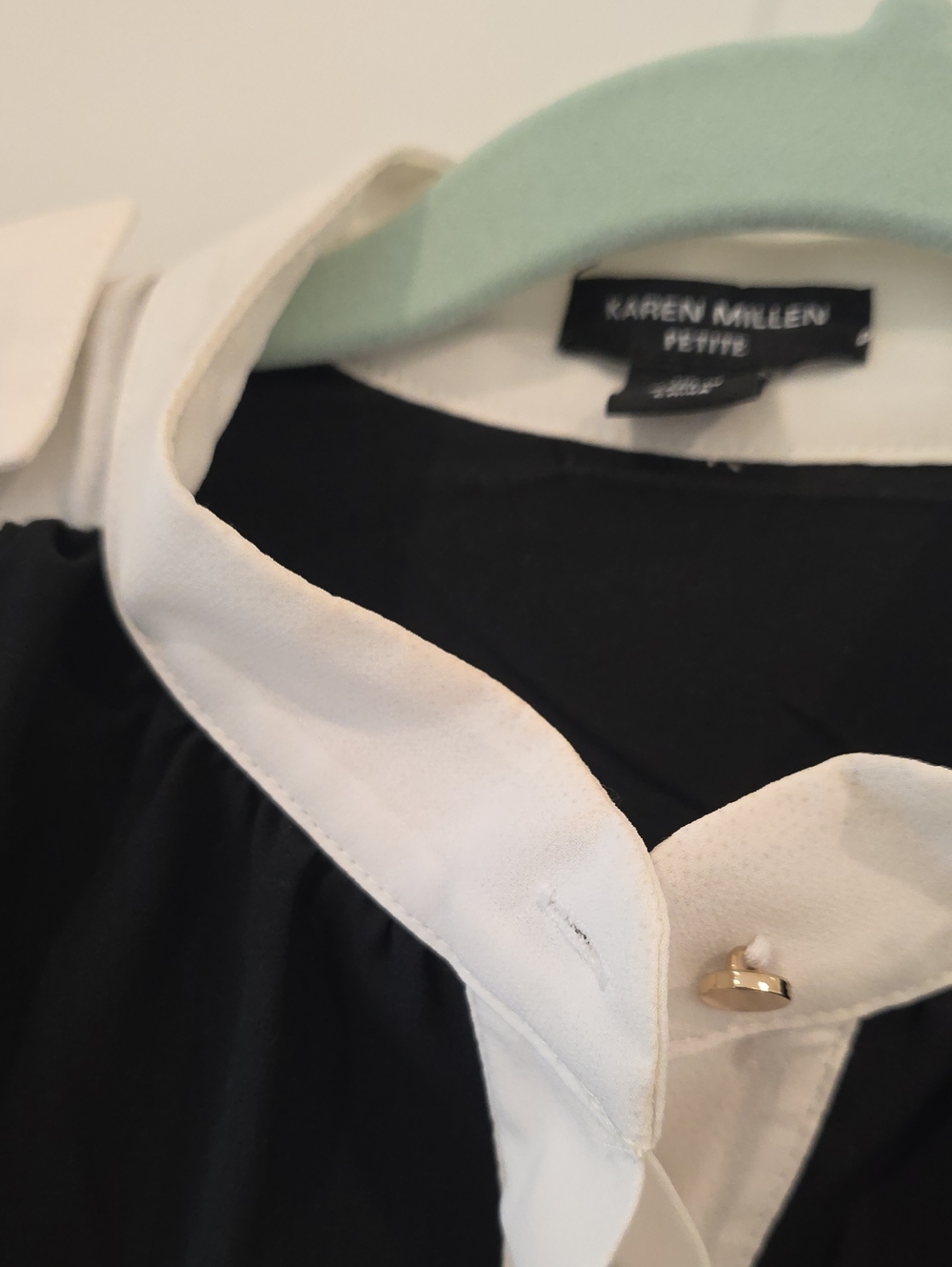 Karen Millen Black and White Long Sleeve Shirt Dress with Contrast Trim | US8P - Picture 10 of 13